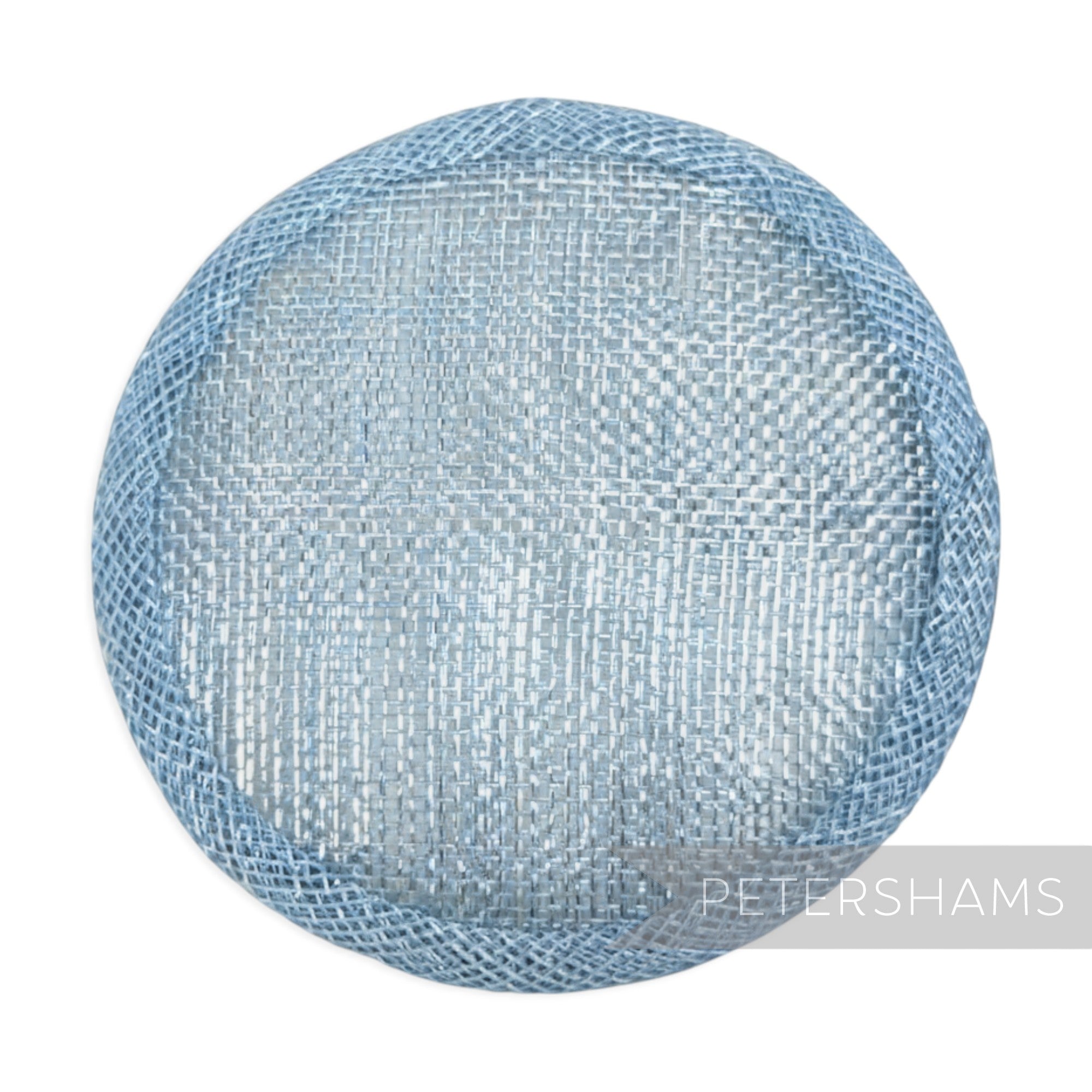 Petershams Millinery Supplies 10.5cm round light blue metallic lurex sinamay fascinator base for hat making