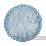Petershams Millinery Supplies 10.5cm round light blue metallic lurex sinamay fascinator base for hat making