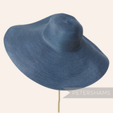 Petershams Millinery Supplies XL blue polybraid capeline hat body with a wide, undulating brim and polybraid finish