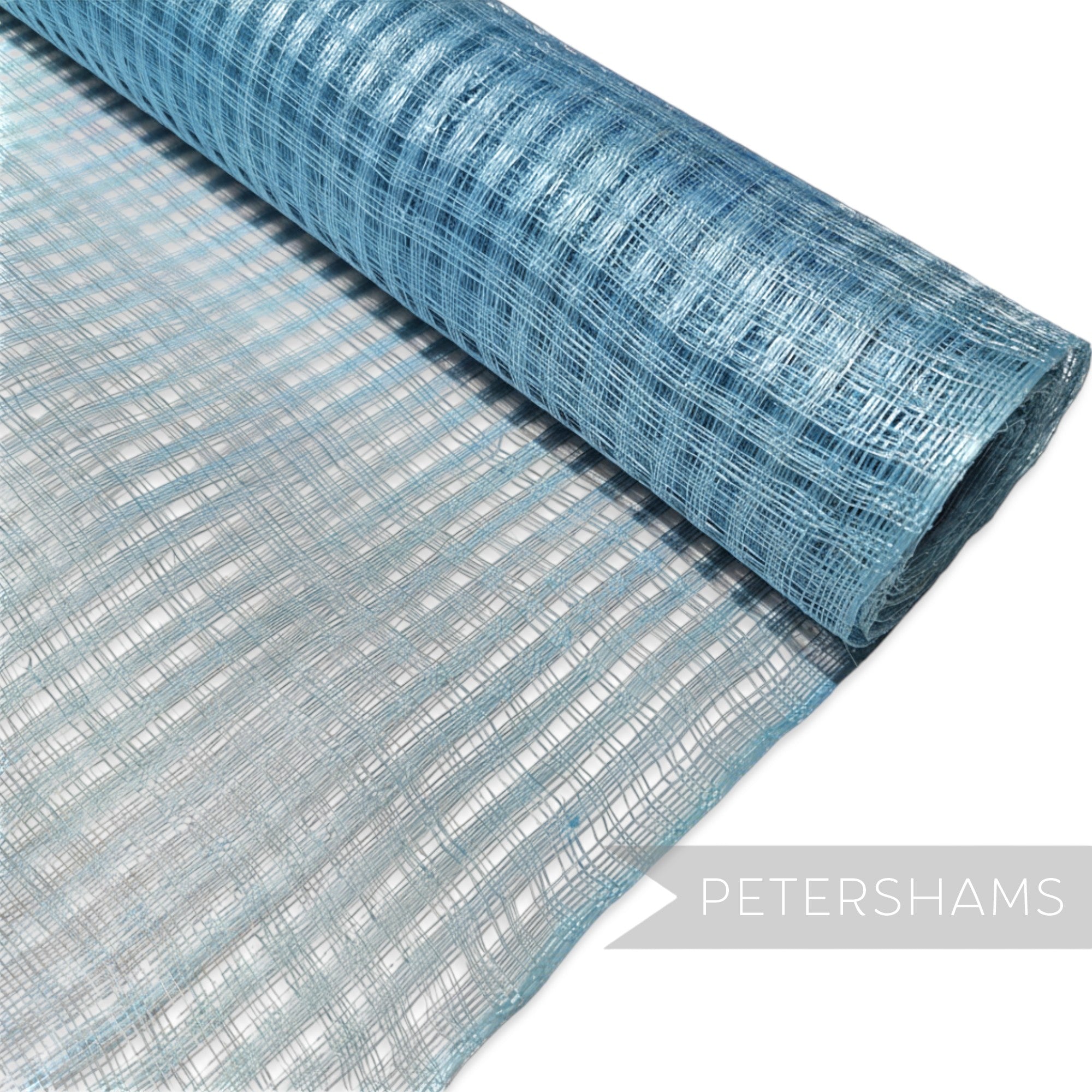 Petershams Millinery Supplies light blue basket weave sinamay fabric roll for hat making and fascinators