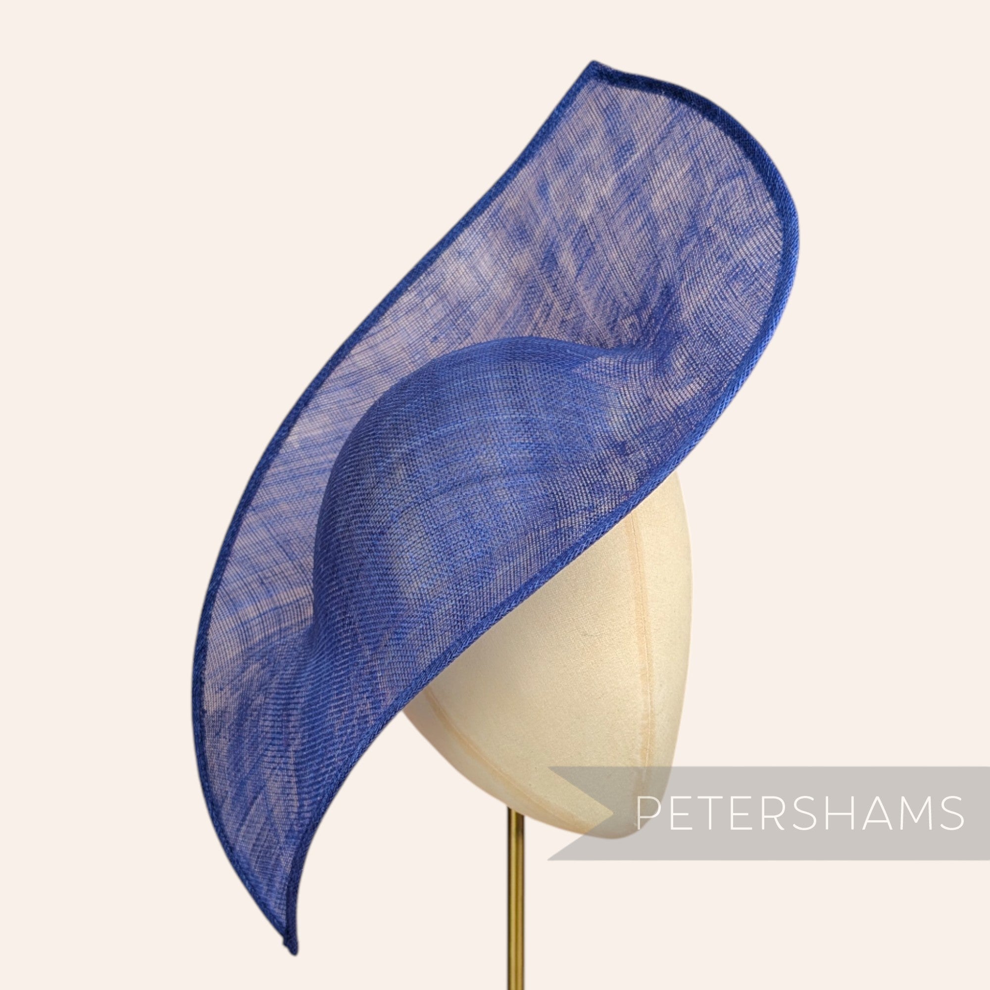 Petershams Millinery Supplies deep royal blue sinamay double pointed fascinator hat base