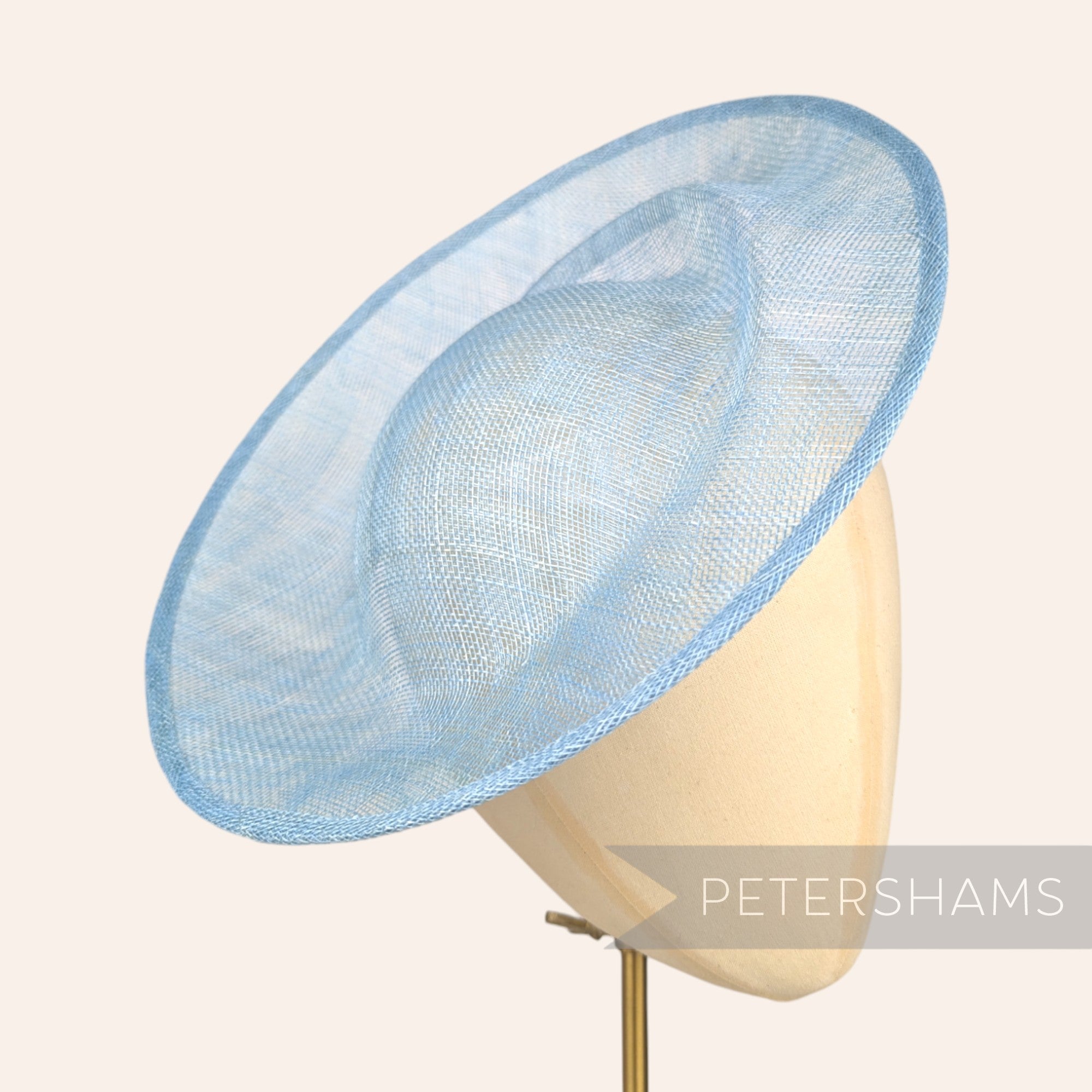 Petershams Millinery Supplies light blue sinamay fascinator hat base with orbital pleat