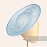 Petershams Millinery Supplies light blue sinamay fascinator hat base with orbital pleat