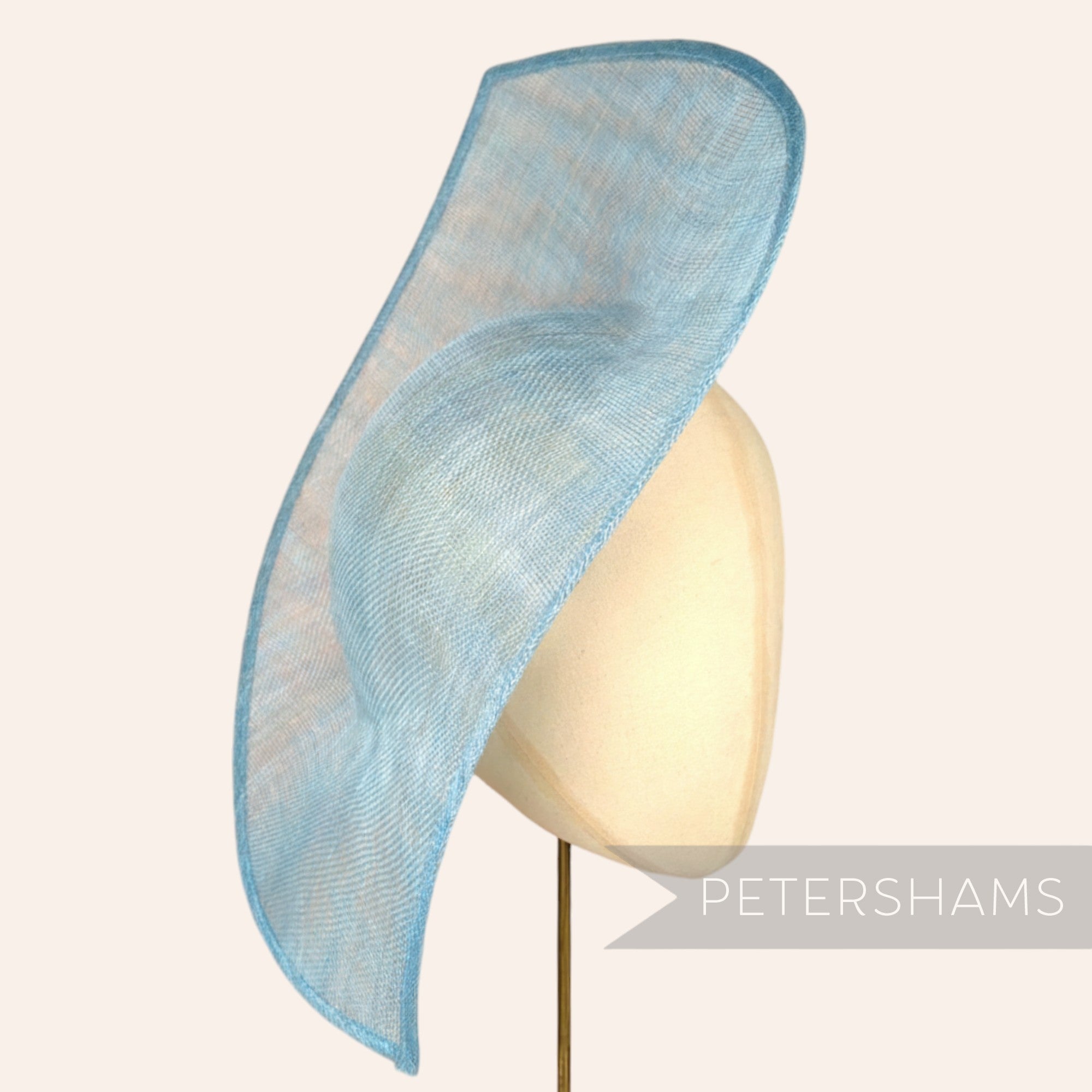 Petershams Millinery Supplies light blue sinamay fascinator hat base with double pointed design