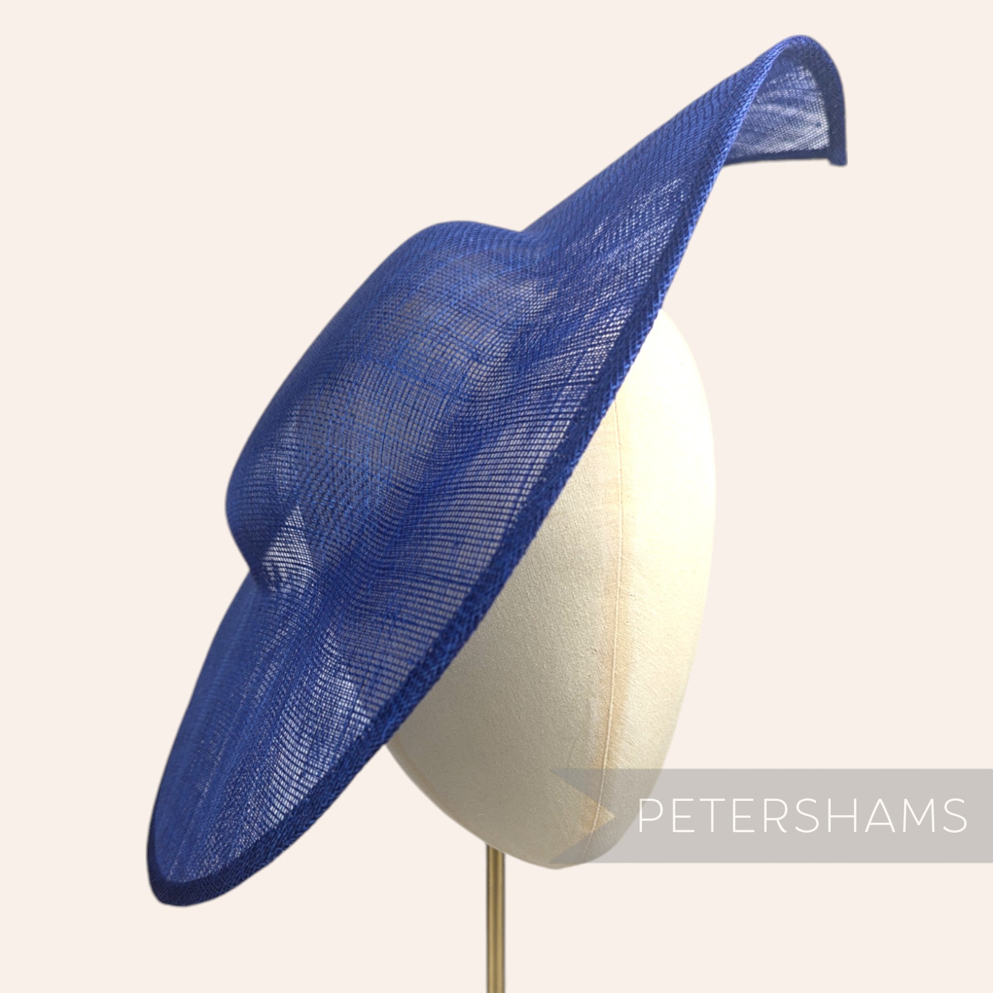 Petershams Millinery Supplies extra large deep royal blue sinamay fascinator base with a pointed tip
