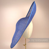Petershams Millinery Supplies extra large deep royal blue sloped sinamay hat base with petersham ribbon edge