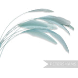 Petershams Millinery Supplies long loose light blue stripped coque feathers for fascinators and millinery projects