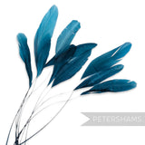 Petershams Millinery Supplies pack of 10 long loose blue stripped coque feathers for millinery and fascinators