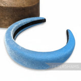 Petershams Millinery Supplies light blue velvet 40mm super padded headband with black braid lining