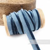 Petershams Millinery Supplies 5mm blue velvet insertion piping cord wrapped on a wooden spool for sewing projects.