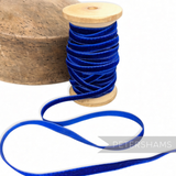 Petershams Millinery Supplies 7mm vintage royal blue velvet ribbon wrapped on a wooden spool