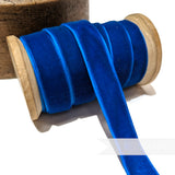 Petershams Millinery Supplies 16mm royal blue vintage rayon velvet ribbon on a wooden spool