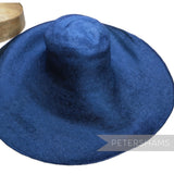 Petershams Millinery Supplies mega XL blue visca capeline hat body with a 1x1 checkerboard weave and wide floppy brim.