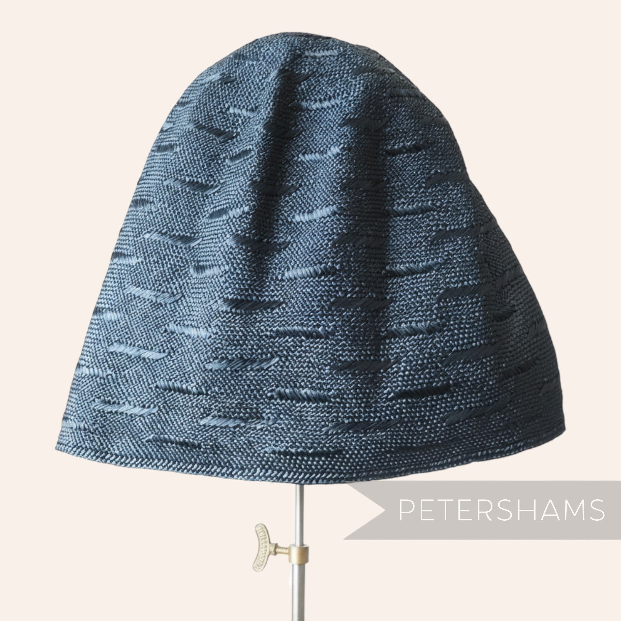 Petershams Millinery Supplies vintage blue visca hat body with a woven dash pattern