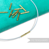Petershams Millinery Supplies brass metal wire joining ferrules for securing hat and brim wire, 20mm length.