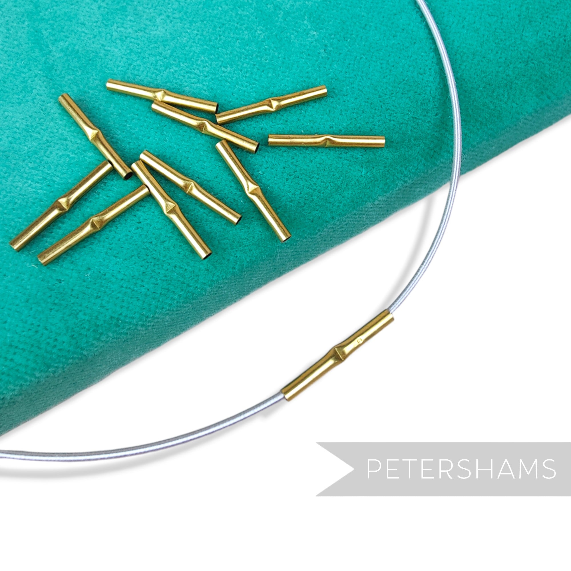 Petershams Millinery Supplies 20mm brass metal wire joining ferrules for millinery hat wire
