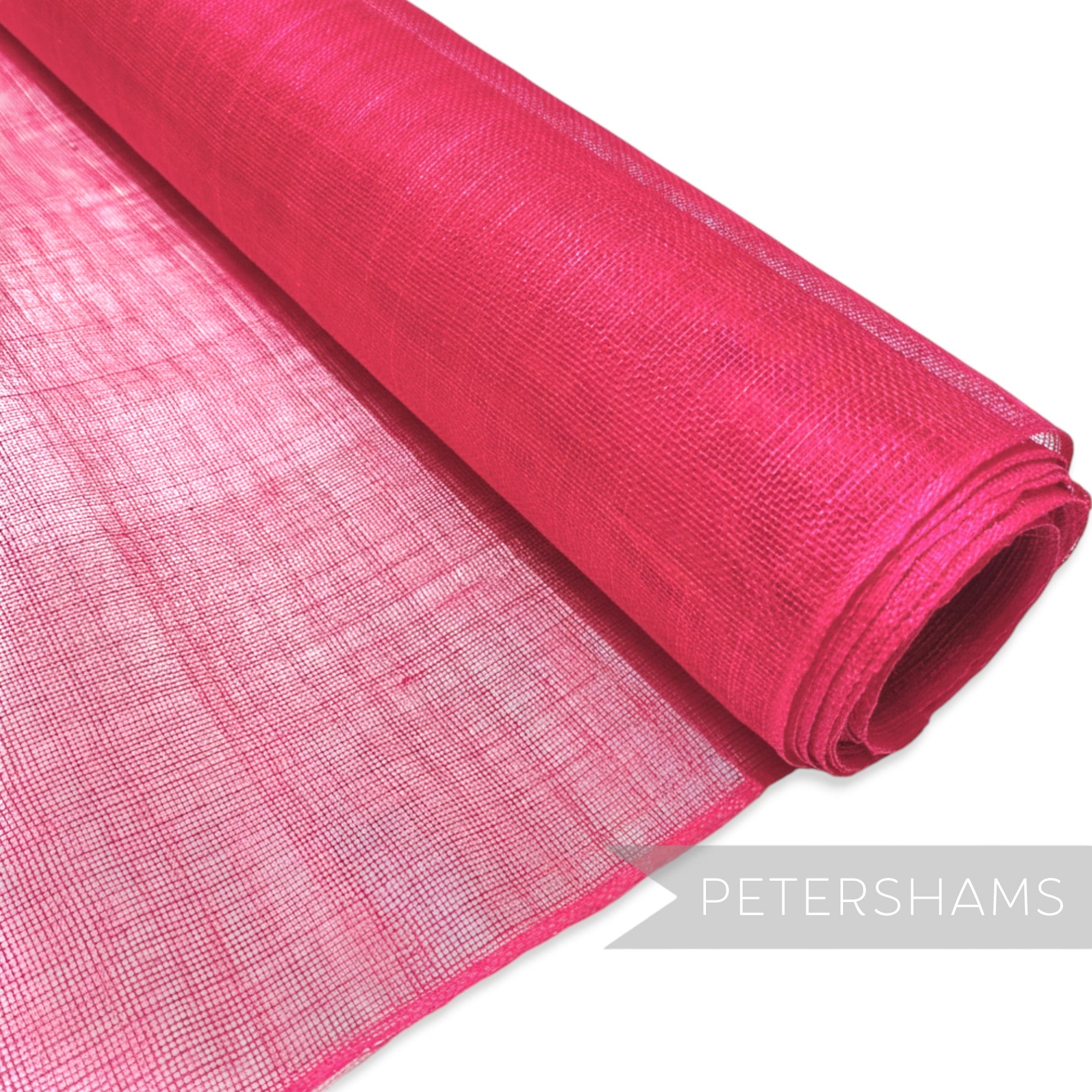 Petershams Millinery Supplies bright pink sinamay fabric, ideal for hat making and fascinators. Lightweight and mouldable.