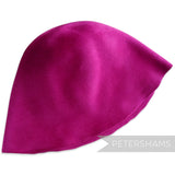 Petershams Millinery Supplies extra large bright plum peachbloom velour fur felt hat body with a smooth velvety finish.