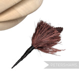 Petershams Millinery Supplies brown ostrich and goose feather hat mount with a black wired stem for fascinators