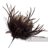 Petershams Millinery Supplies mega brown hackle and goose biot feather mount for hat making and headpieces