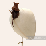 Petershams Millinery Supplies Belle brown goose feather rosebud hat mount