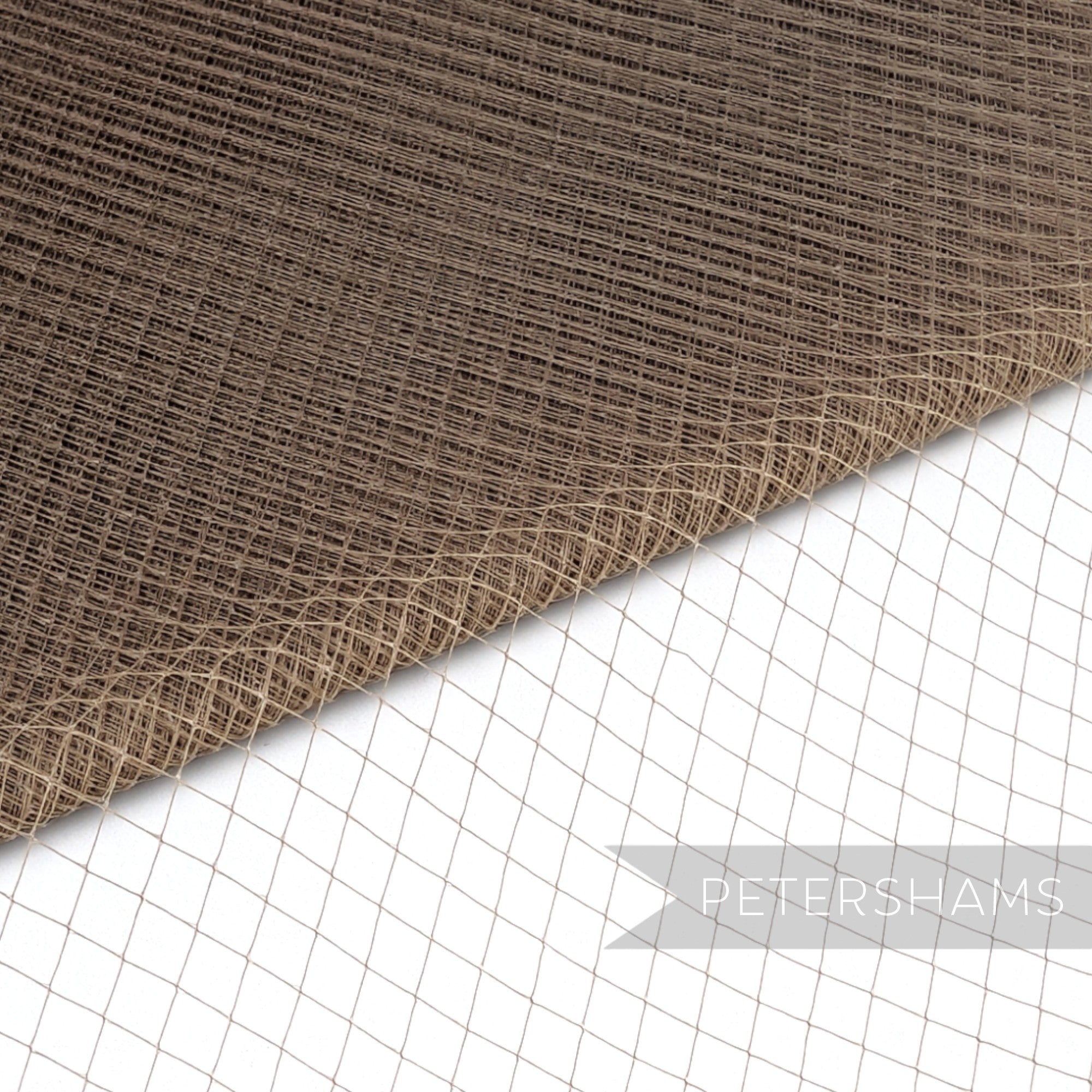 Petershams Millinery Supplies vintage mocha fine weave nylon veiling with small diamond pattern for millinery projects