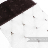 Petershams Millinery Supplies dark brown vintage veiling with a honeycomb weave and delicate floral pattern