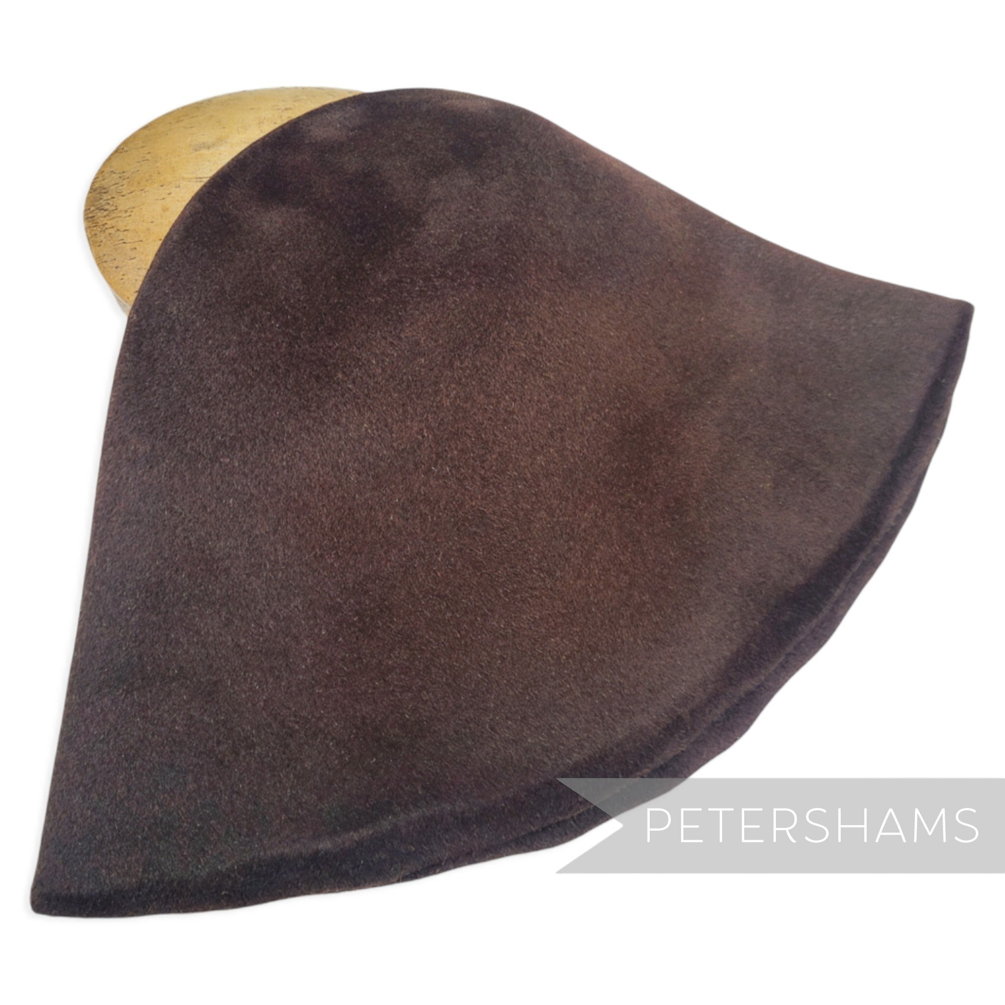Petershams Millinery Supplies extra large dark brown double faced peachbloom fur felt hat body for millinery projects