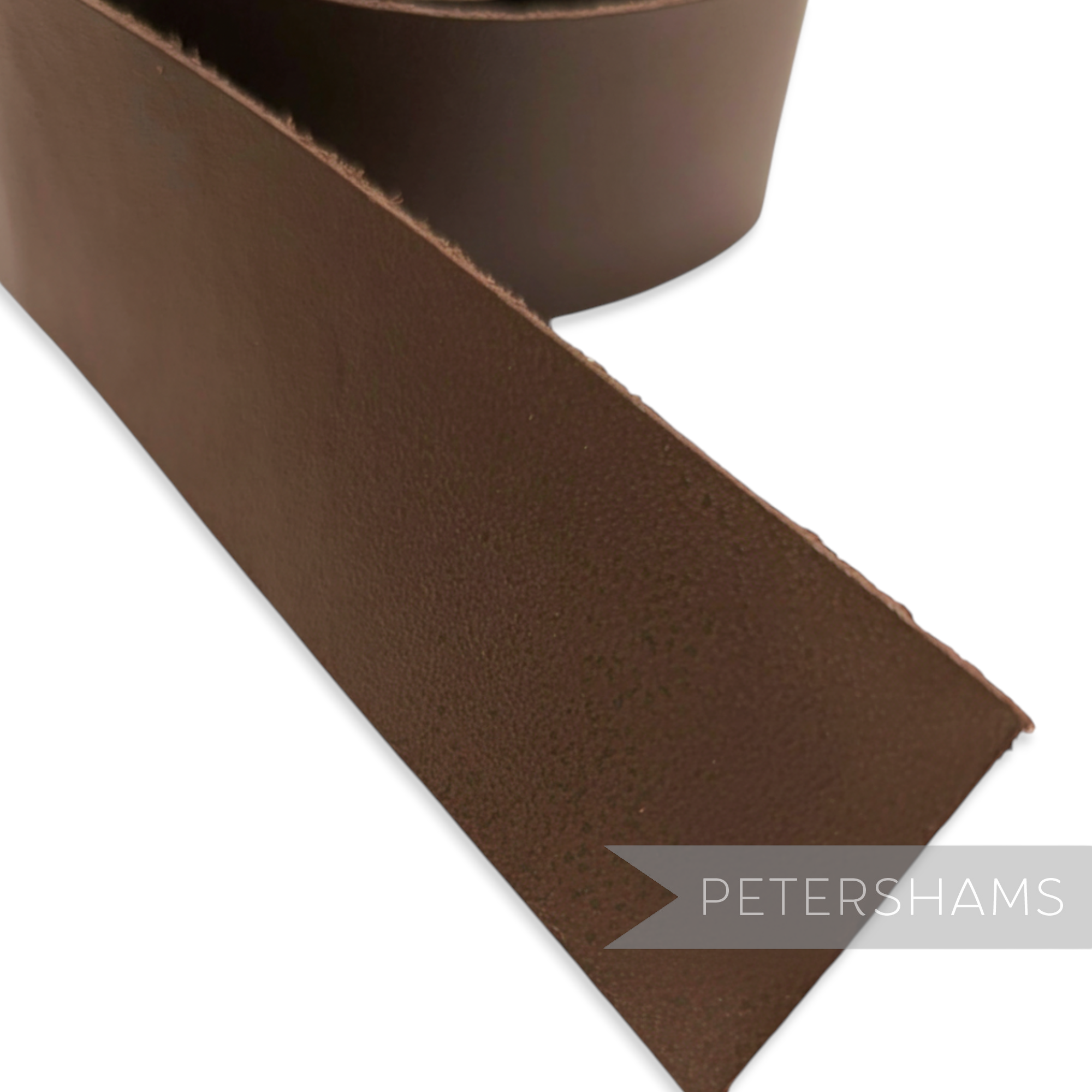 Petershams Millinery Supplies dark brown real leather hat band, 66cm long, with raw edges for customisation.