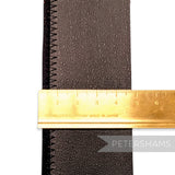 Petershams Millinery Supplies dark brown leather hat band with black stitched cotton tape edge