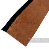 Petershams Millinery Supplies brown real leather hat band with black cotton tape edging for millinery projects