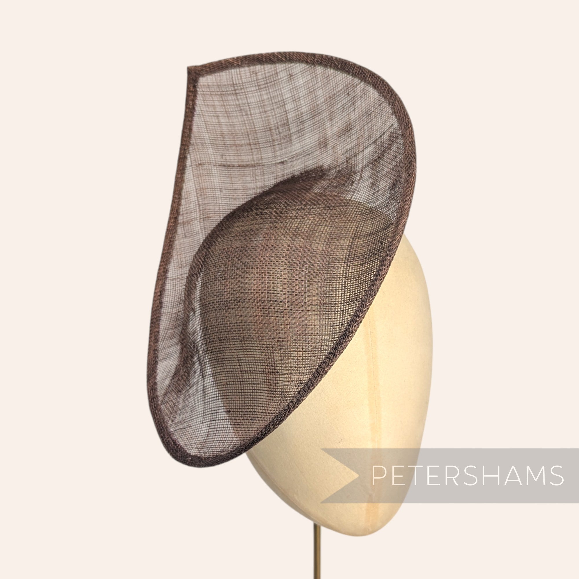 Petershams Millinery Supplies Diana chocolate brown sinamay fascinator hat base with a pointed scallop edge