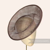 Petershams Millinery Supplies chocolate brown sinamay fascinator hat base with orbital pleat detail