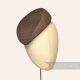 Petershams Millinery Supplies Betty chocolate brown sinamay sloped pillbox fascinator hat base