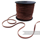 Petershams Millinery Supplies 7mm rust French velvet ribbon on a spool with a luxurious sheen and soft pile