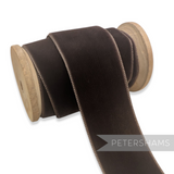 Petershams Millinery Supplies 36mm wide chocolate brown French velvet ribbon on a wooden spool