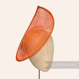 Petershams Millinery Supplies Diana burnt orange sinamay fascinator hat base with a pointed scallop edge