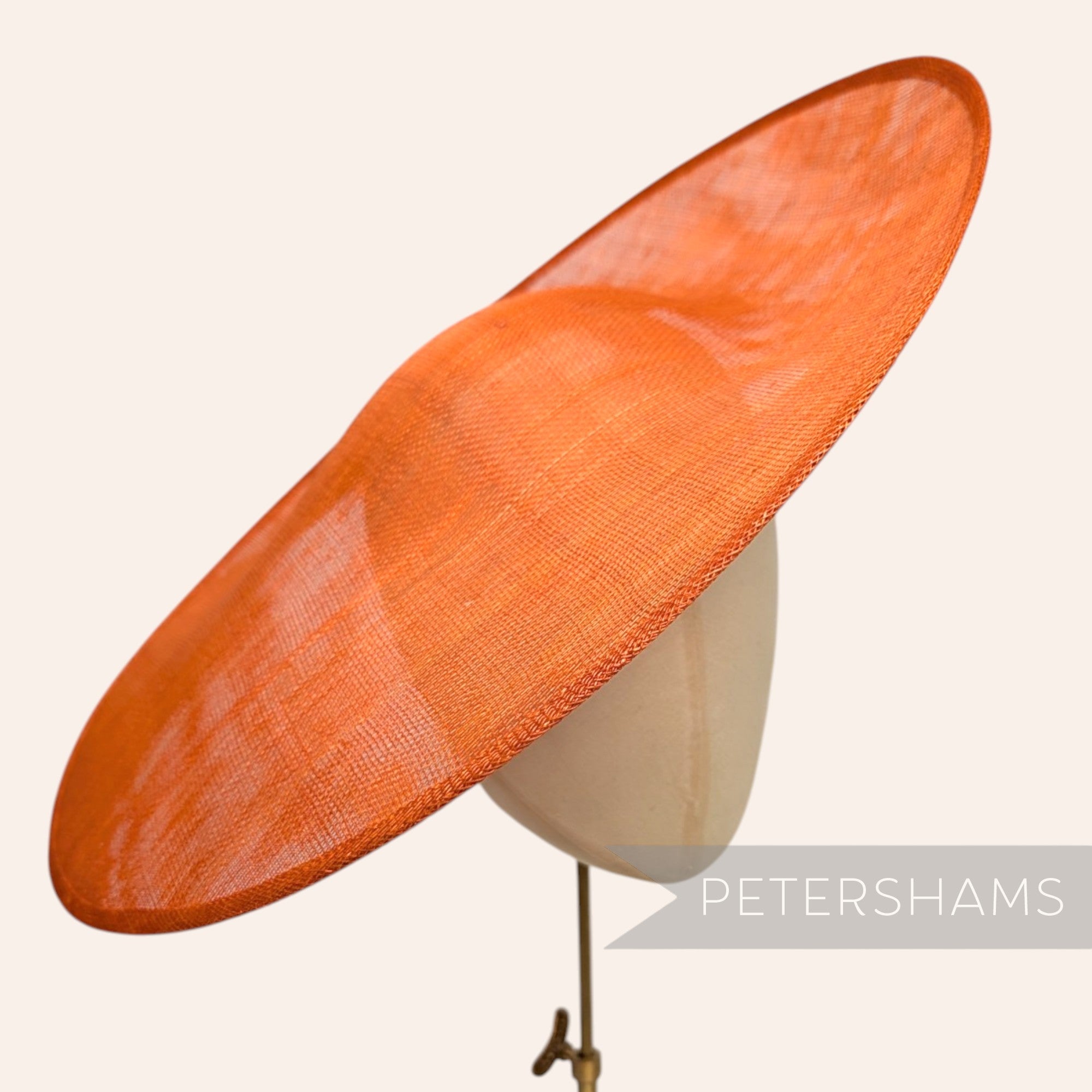 Petershams Millinery Supplies Catherine XL burnt orange sloped sinamay fascinator hat base
