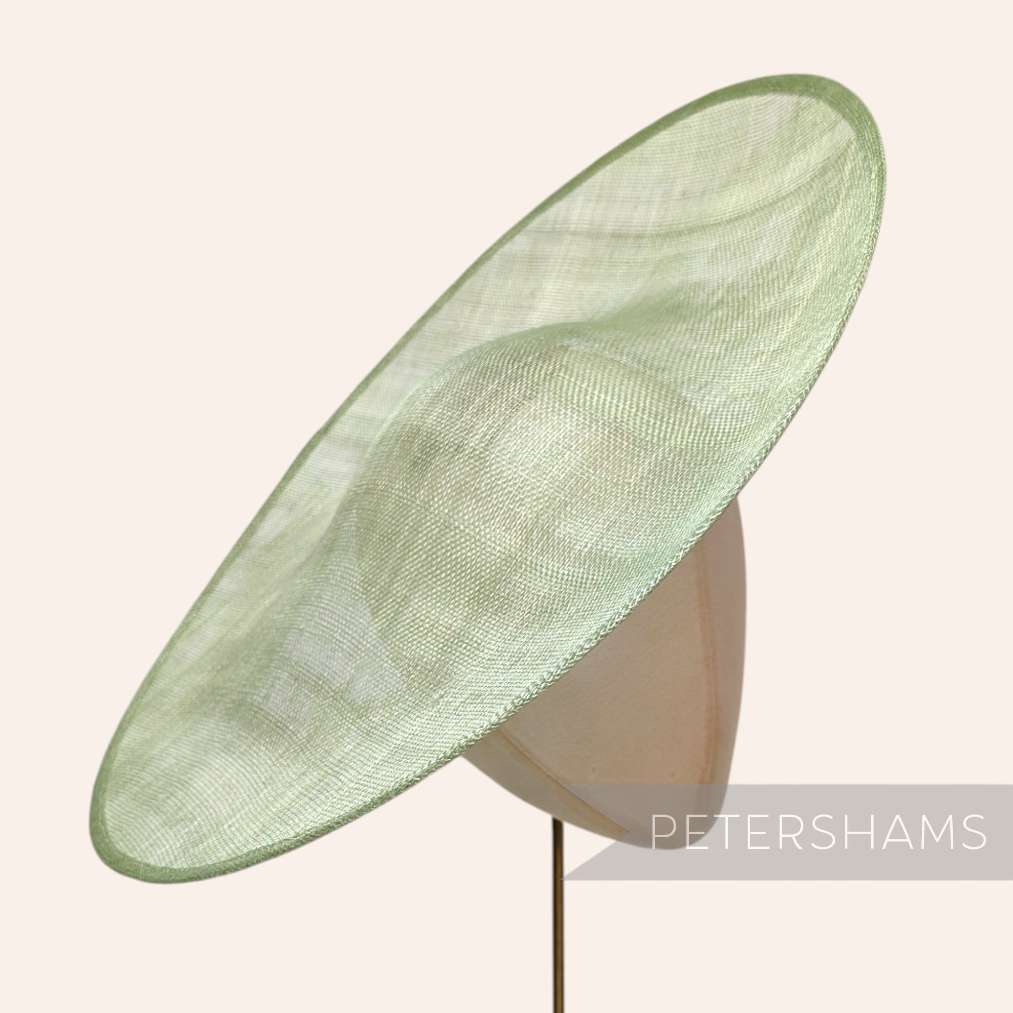 Petershams Millinery Supplies Catherine XL sloped sage green sinamay fascinator hat base