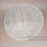 Petershams Millinery Supplies Catherine XL sloped circular sinamay fascinator hat base with a deep crown indent.