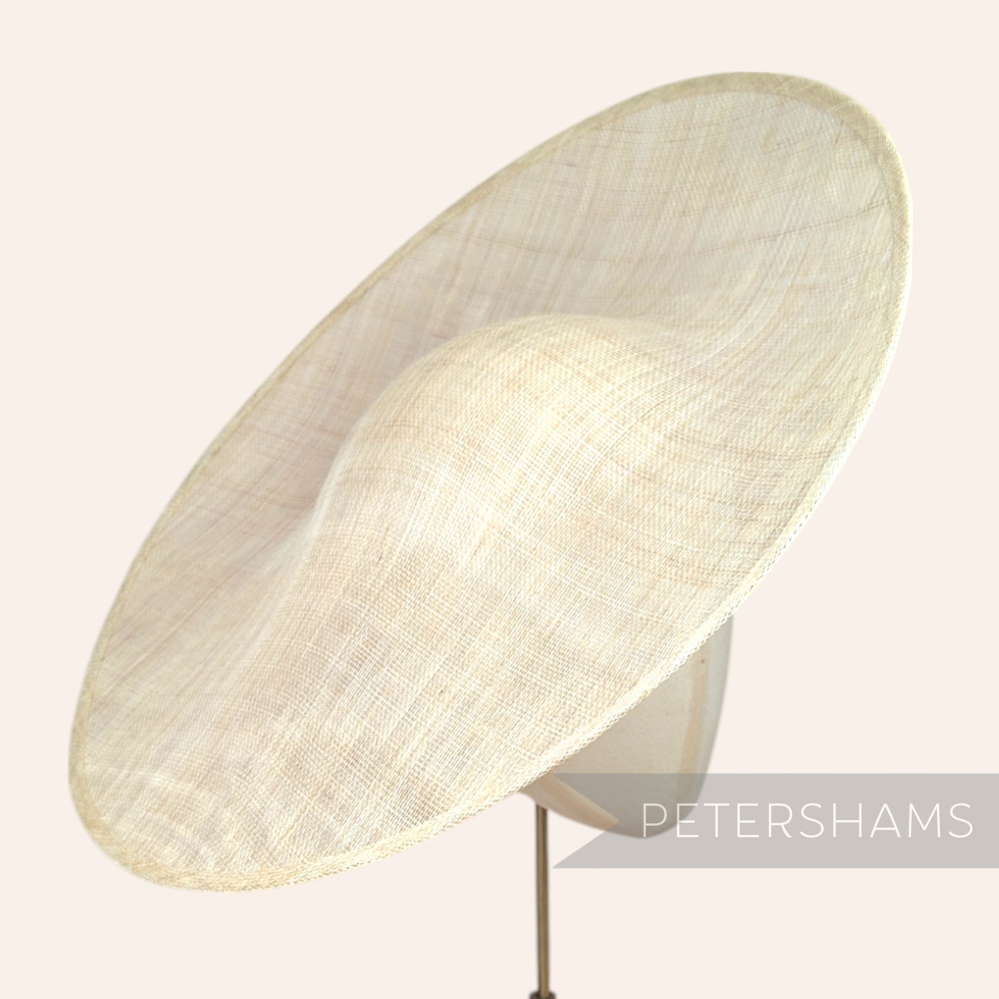 Petershams Millinery Supplies Catherine XL sloped circular sinamay fascinator hat base in natural