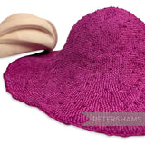 Petershams Millinery Supplies cerise ramie straw capeline hat body with intricate hand-knotted texture for millinery and hat making