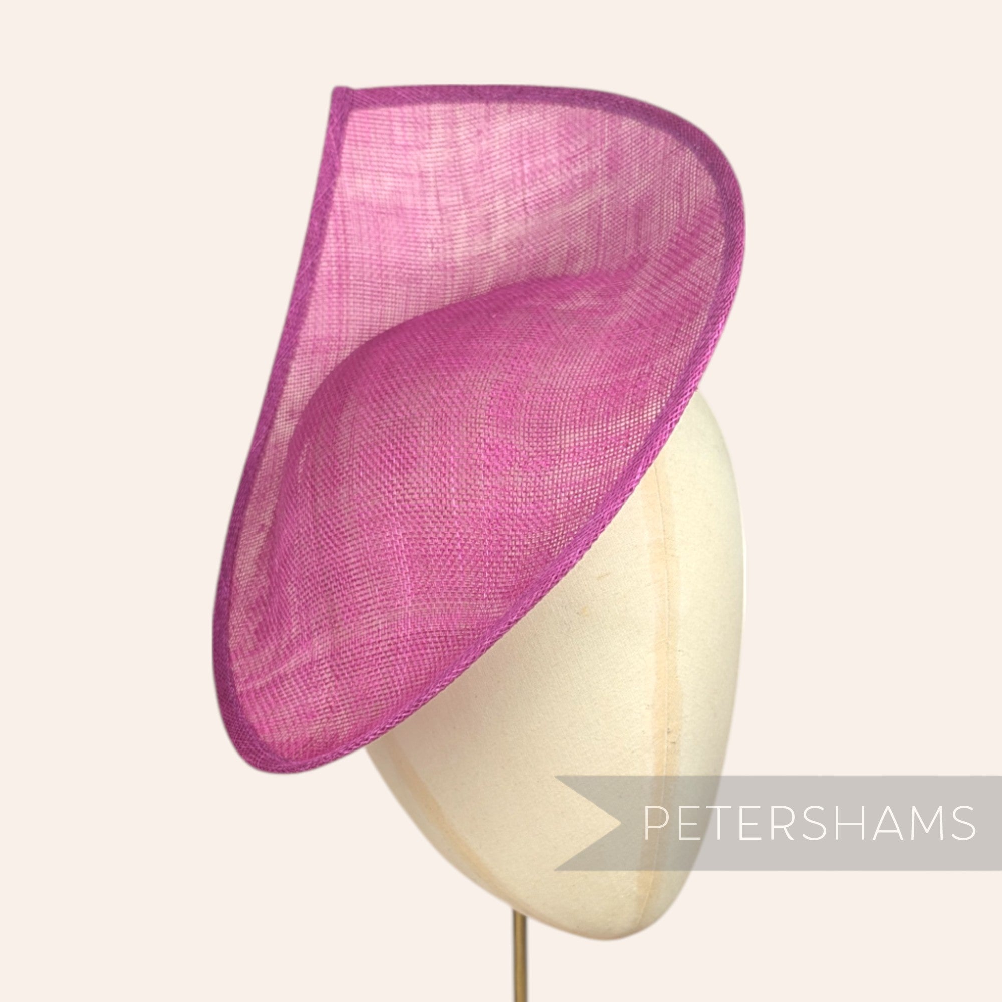 Petershams Millinery Supplies Diana magenta sinamay fascinator hat base with a pointed scallop edge