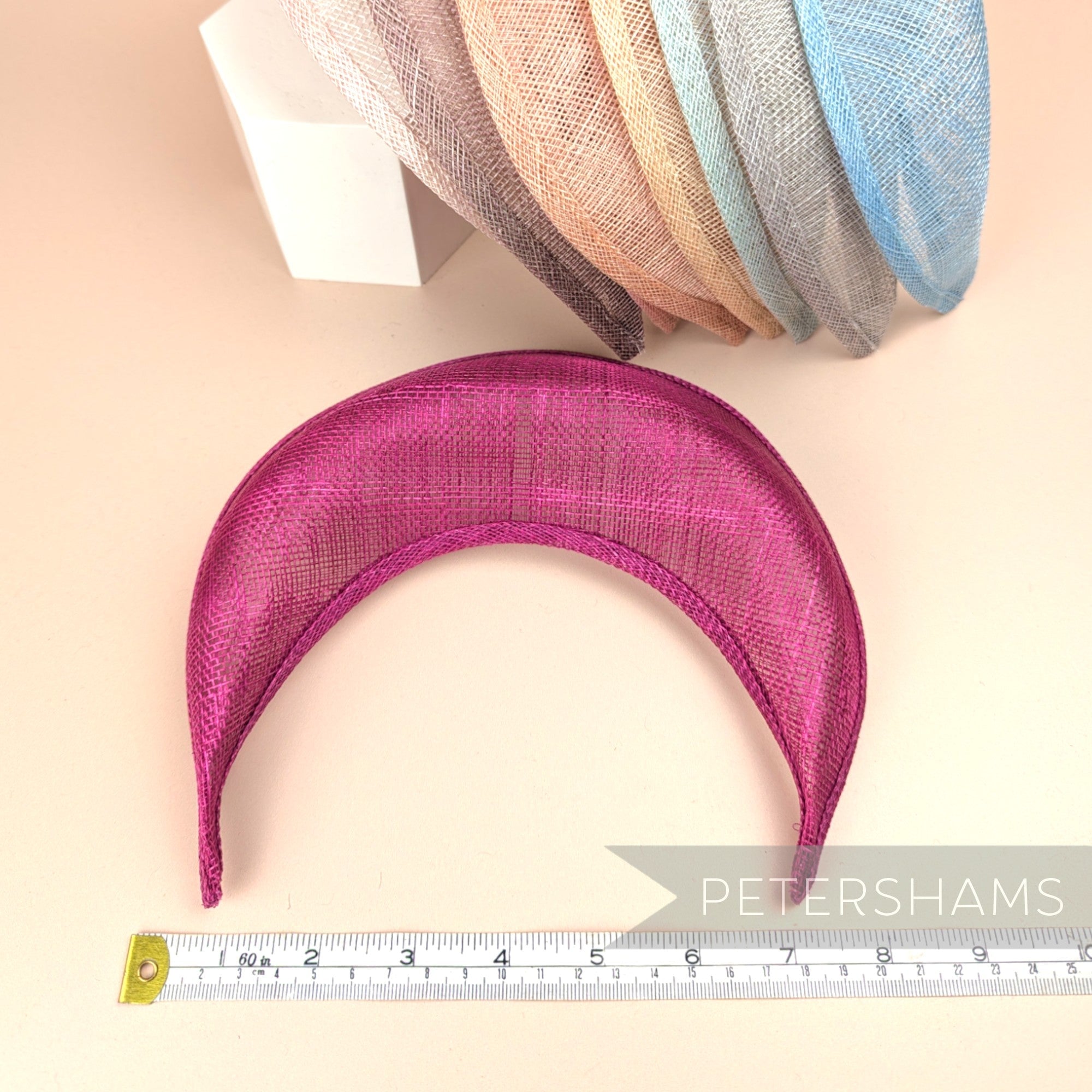 Petershams Millinery Supplies cerise sinamay halo crown fascinator hat base