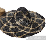 Petershams Millinery Supplies vintage charcoal and natural jute seagrass straw capeline with roulette curve pattern