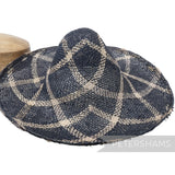 Petershams Millinery Supplies vintage charcoal and natural jute seagrass straw capeline with roulette curve pattern