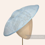 Petershams Millinery Supplies Charlotte light blue sinamay saucer fascinator hat base with a dipped centre