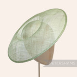 Petershams Millinery Supplies Charlotte 35cm sage green sinamay saucer fascinator hat base with domed crown