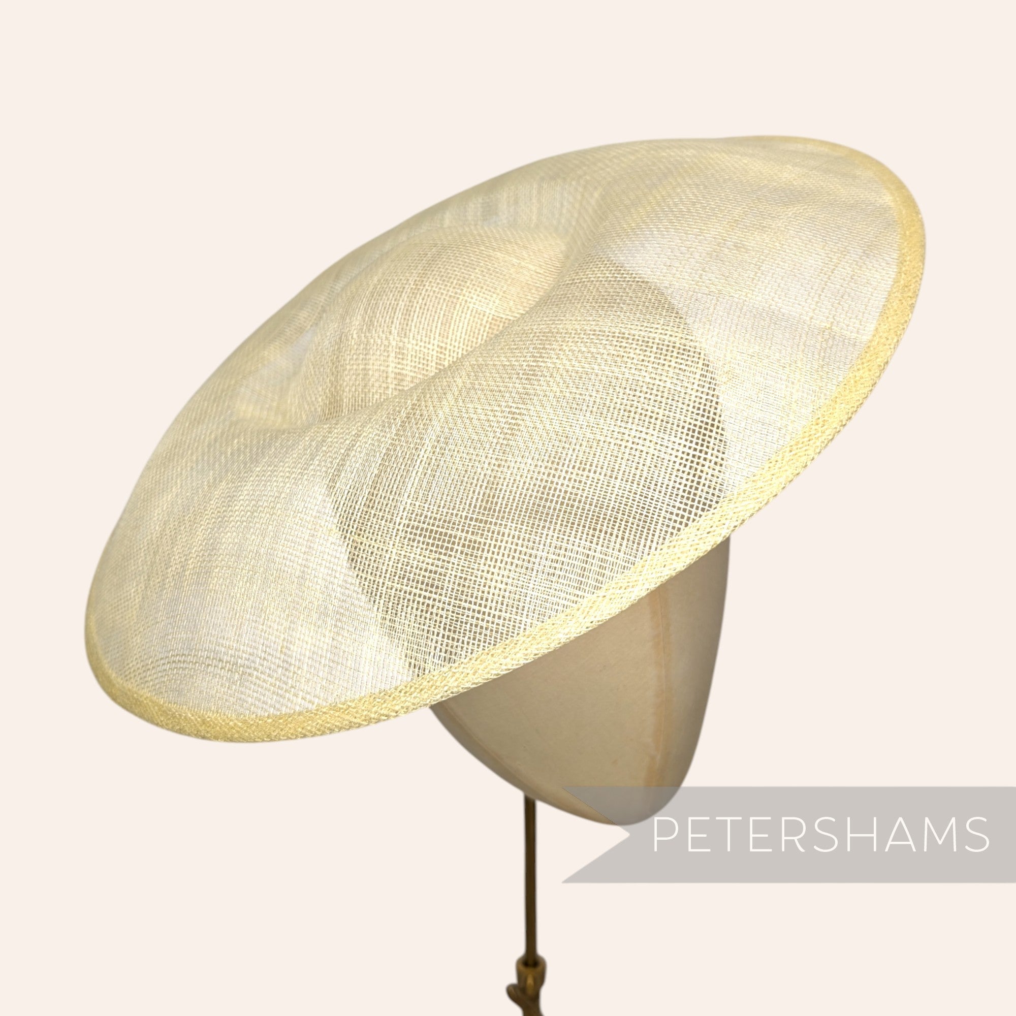 Petershams Millinery Supplies Charlotte 35cm extra large butter yellow sinamay saucer fascinator hat base