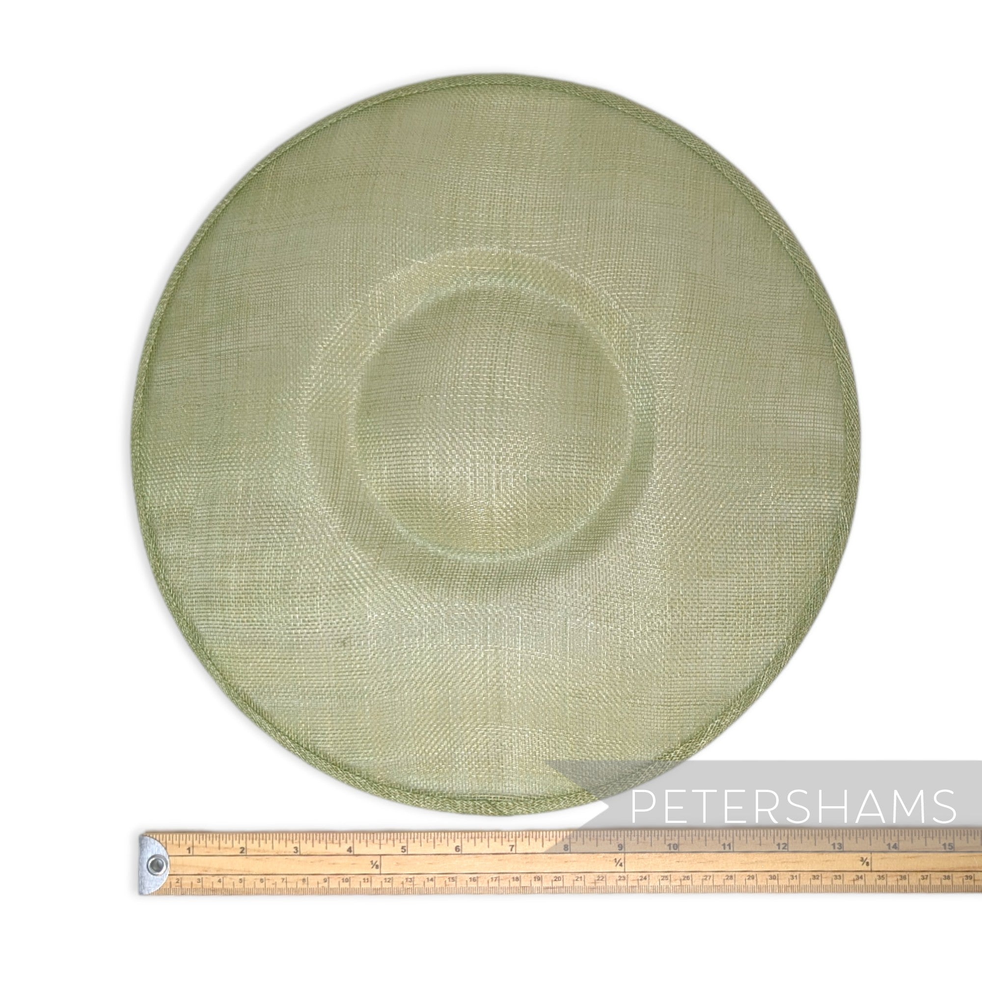 Petershams Millinery Supplies Charlotte 35cm extra large sage green sinamay saucer fascinator hat base